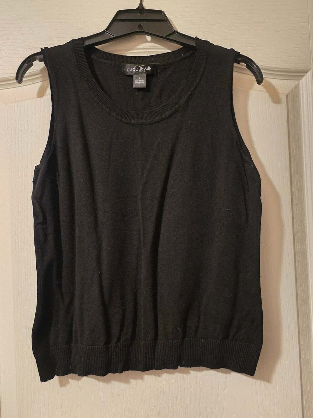 August Silk Black Sleeveless Scoop Neck Sweater Tank Top Size Large